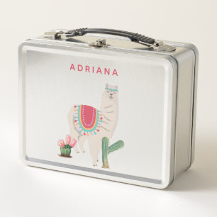 Custom Niedlich Fiesta Llama & Cactus Metall Brotdose