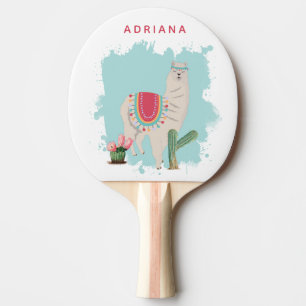 Custom Niedlich Fiesta Llama & Cactus Table Tennis Tischtennis Schläger