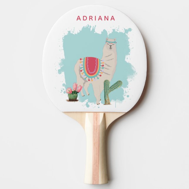 Custom Niedlich Fiesta Llama & Cactus Table Tennis Tischtennis Schläger (Vorderseite)