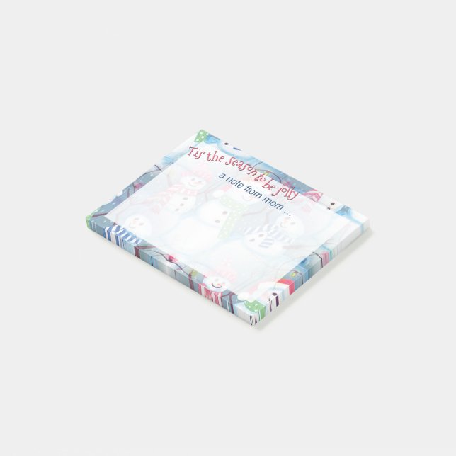 Custom Niedlich Fun Funny Holiday Snowmen Muster Post-it Klebezettel (angewinkelt)