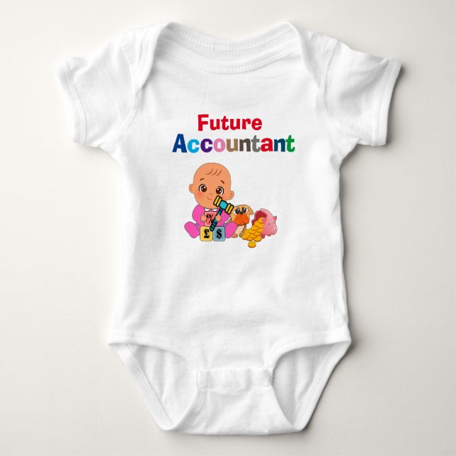 Custom Niedlich Funny Baby Future Accountant Baby Strampler (Vorderseite)