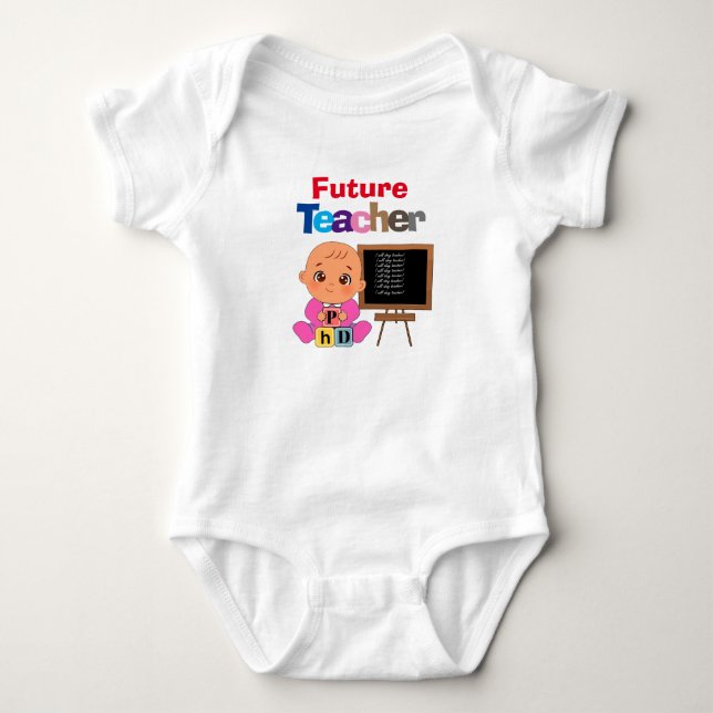 Custom Niedlich Funny Baby Future Teacher Baby Strampler (Vorderseite)