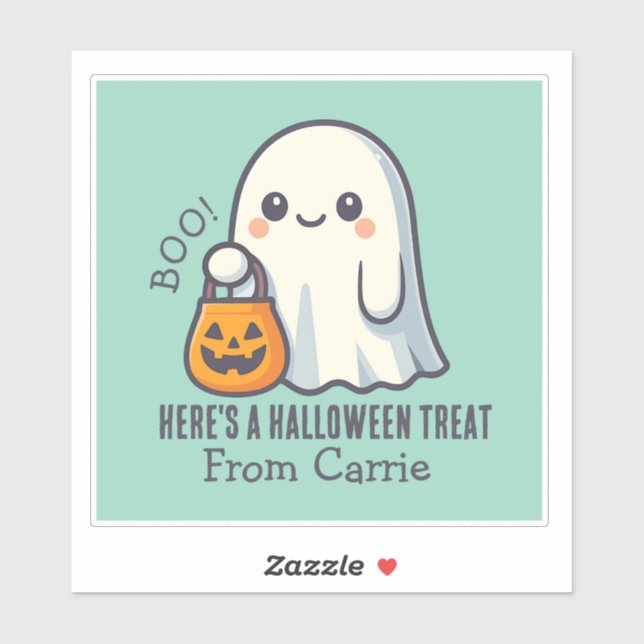 Custom Niedlich Ghost mit Halloween Candy Leckerei Aufkleber (Blatt)