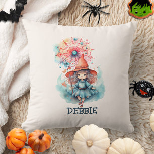 Custom Niedlich Girly Pink Hexenfarbe Halloween Kissen