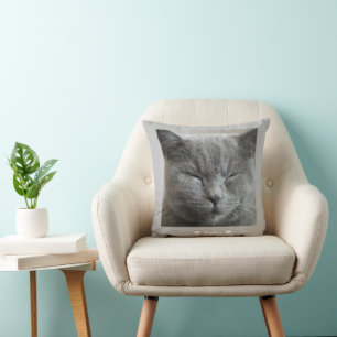 Custom Niedlich Grey Kitty face Foto Kopfkissen Ki Kissen