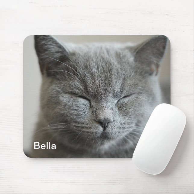 Custom Niedlich Grey Kitty Face Foto Mousepad (Mit Mouse)