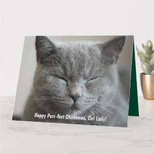 Custom Niedlich Grey Kitty Foto Purr-fect Weihnach Karte