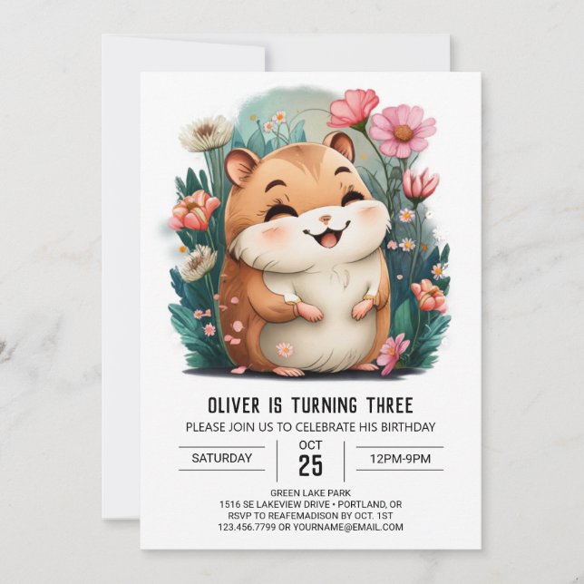 Custom Niedlich Hamster Birthday Einladung (Vorderseite)