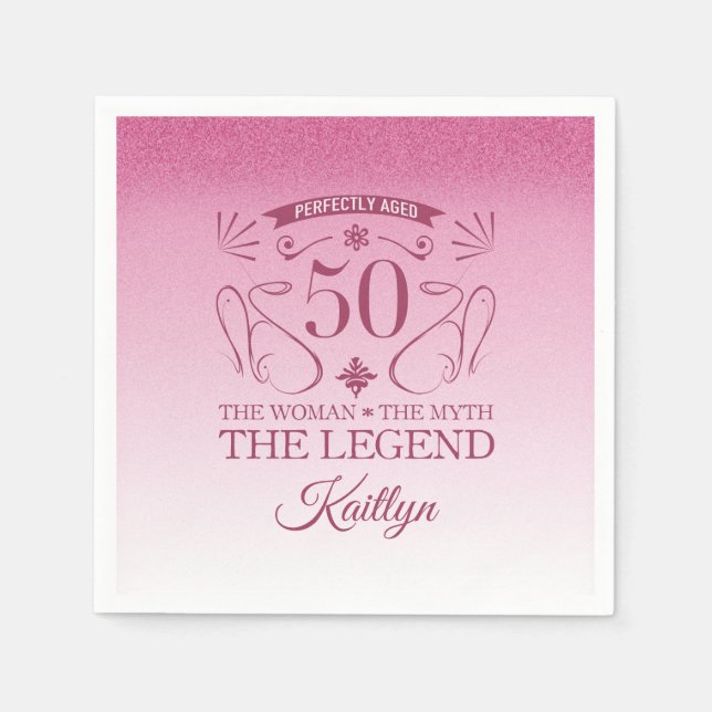 Custom Niedlich Happy 50. Geburtstag Serviette (Vorderseite)