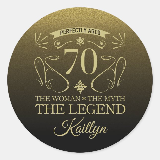 Custom Niedlich Happy 70. Geburtstag Runder Aufkleber (Vorderseite)