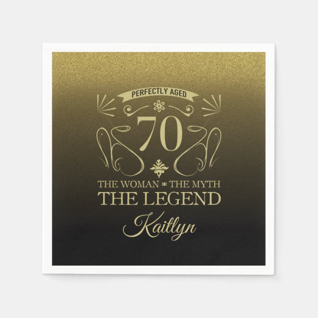 Custom Niedlich Happy 70. Geburtstag Serviette (Vorderseite)