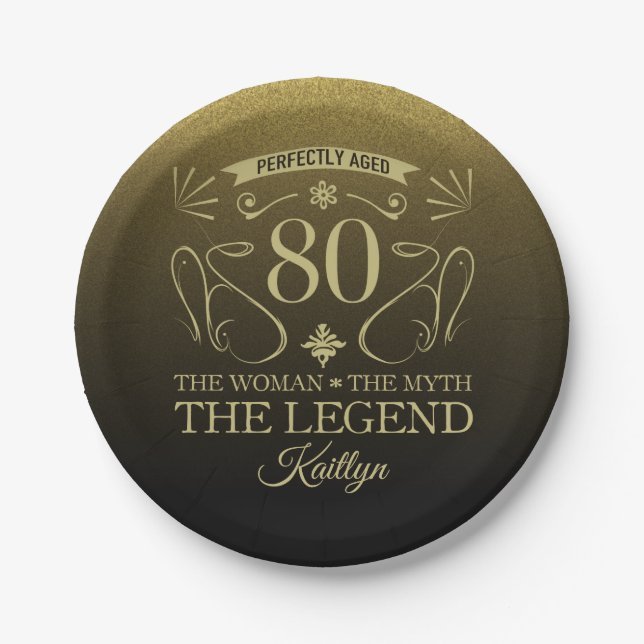 Custom Niedlich Happy 80. Geburtstag Pappteller (Vorderseite)