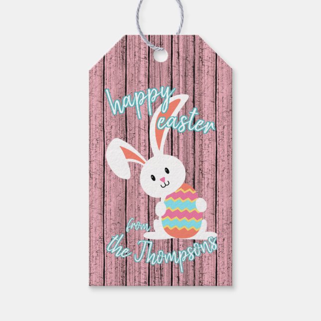 Custom Niedlich Happy Ostersonne mit farbigem Ei Geschenkanhänger (Vorderseite)