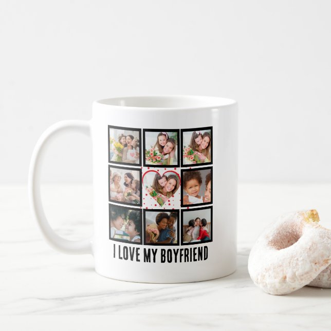 Custom Niedlich I Liebe meinem Freund 9 Foto Colla Kaffeetasse (Mit Donut)