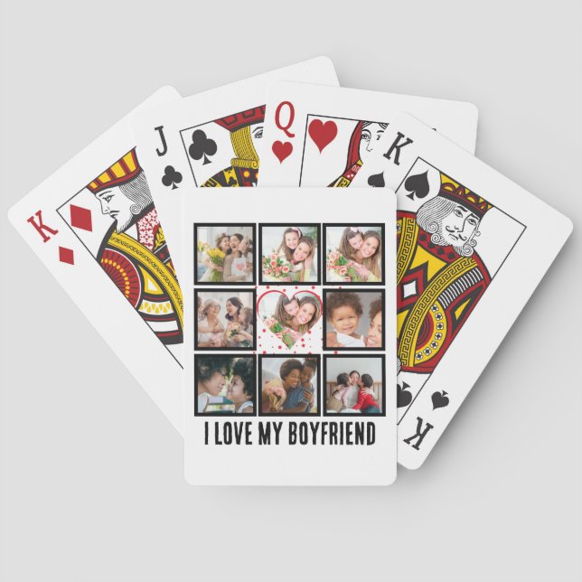Custom Niedlich I Liebe meinem Freund 9 Foto Colla Spielkarten (Rückseite)