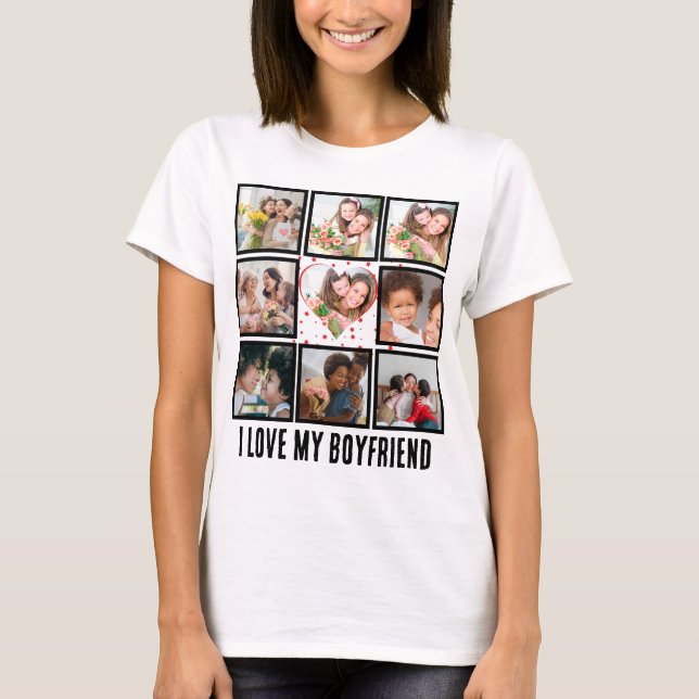 Custom Niedlich I Liebe meinem Freund 9 Foto Colla T-Shirt (Vorderseite)
