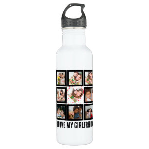 Custom Niedlich I Liebe meiner Freundin 9 Foto Col Edelstahlflasche