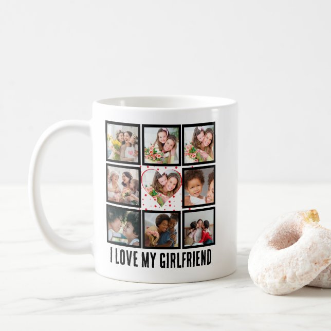 Custom Niedlich I Liebe meiner Freundin 9 Foto Col Kaffeetasse (Mit Donut)