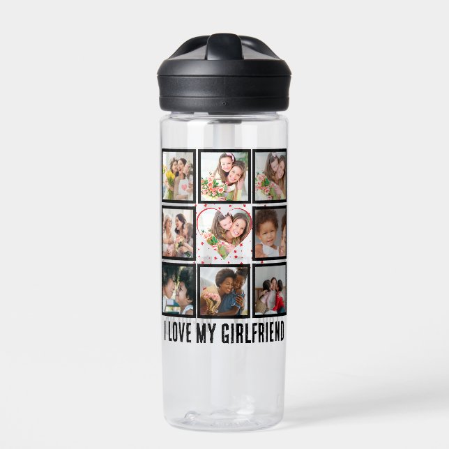 Custom Niedlich I Liebe meiner Freundin 9 Foto Col Trinkflasche (Vorderseite)