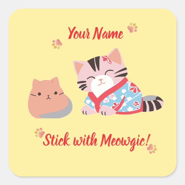Custom Niedlich Kawaii Cat Sticker | Stick mit Meo (Vorderseite)