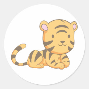 Custom Niedlich Lächeln Cartoon Baby Tiger Cub Runder Aufkleber