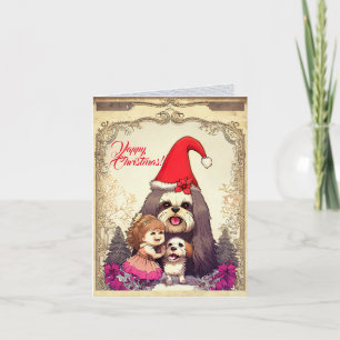 Custom Niedlich Lhasa apsa Hund mit kleinen Mädche Karte
