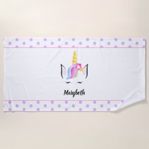 Custom Niedlich Magic farbenfrohe Blume Einhorn Strandtuch
