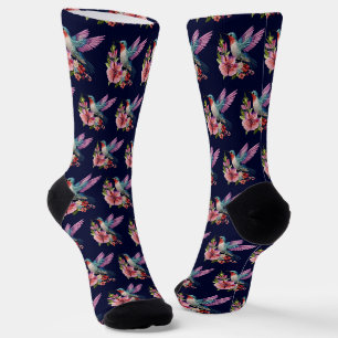 Custom Niedlich Navy Blue Lila Hummingbird Foto Socken