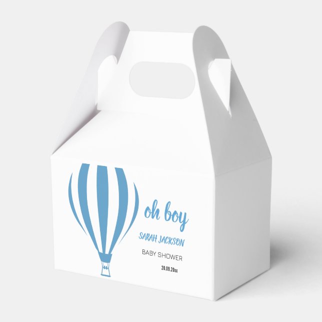 Custom Niedlich Oh Boy Hot Air Ballon Babydusche Geschenkschachtel (Vorderseite)