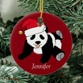 Custom Niedlich Panda Bär Kinder Rot Keramikornament