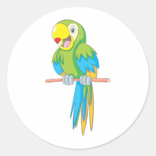Custom Niedlich Parrot Cartoon Runder Aufkleber