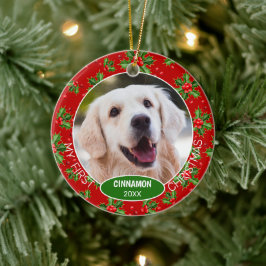 Custom Niedlich Pet Foto 1. Weihnachtsfest auf Hol Keramik Ornament