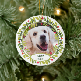 Custom Niedlich Pet Foto 1. Weihnachtsfest auf Hol Keramik Ornament