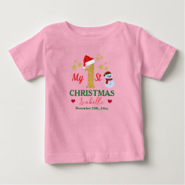Custom Niedlich Pink Mein 1. Weihnachtsmann Weihna Baby T-shirt