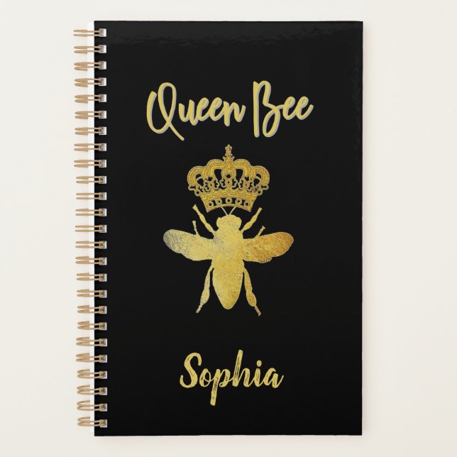 Custom Niedlich QUEEN BEE Gold Black Undated Month Planer (Vorderseite)
