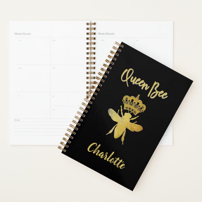 Custom Niedlich QUEEN BEE Gold Black Undated Month Planer (Anzeige)