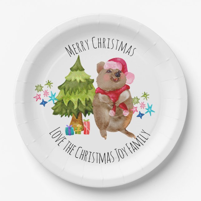 Custom Niedlich Quokka Weihnachten Pappteller (Vorderseite)