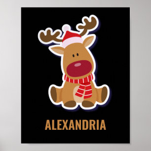 Custom niedlich Rudolph Rentier Weihnachtsmann Cla Poster