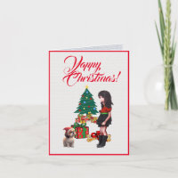 Custom Niedlich Shih Tzu mit kleinen Mädchen Weihn