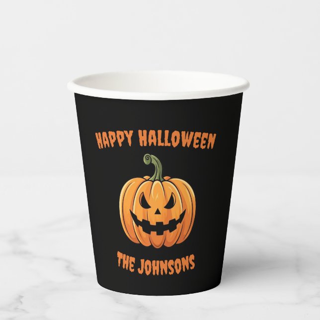 Custom Niedlich Spooky Pumpkin glücklich Halloween Pappbecher (Vorderseite)