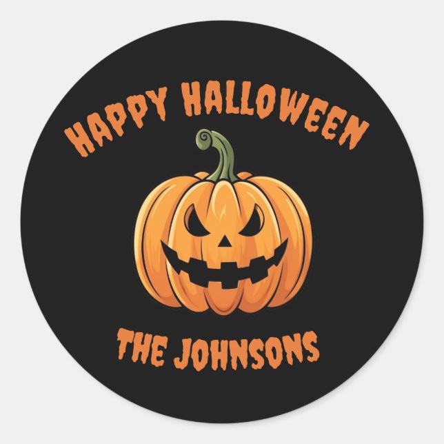 Custom Niedlich Spooky Pumpkin glücklich Halloween Runder Aufkleber (Vorderseite)