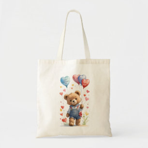 Custom Niedlich Watercolor Teddy Bären Valentinsta Tragetasche
