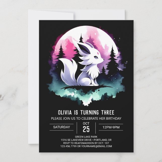Custom Niedlich Wolf Geburtstag Einladung (Vorderseite)