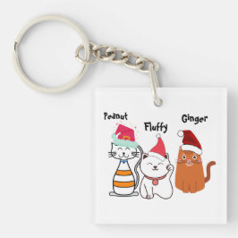 Custom Niedliche Katzen Frohe Weihnachten Schlüsselanhänger