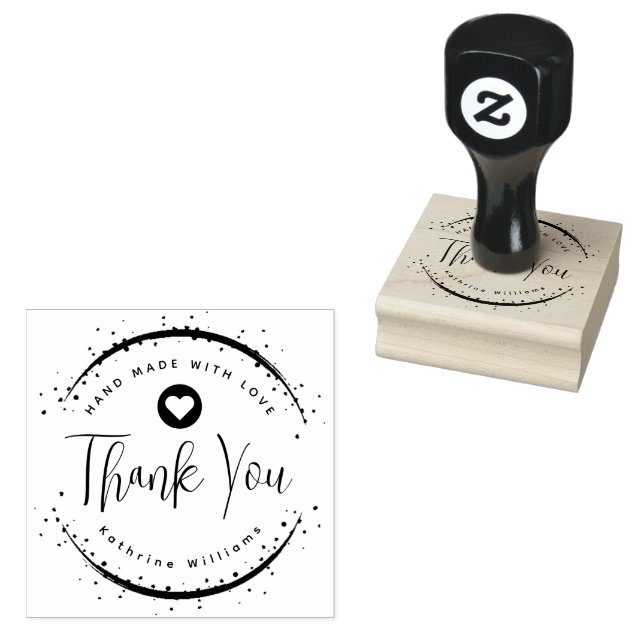 CUSTOM | NIEDLICHER HERZELEGANT DANKEN SIE RUBBER  GUMMISTEMPEL (Stempel)