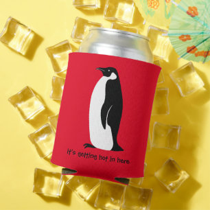 CUSTOM Niedlicher Pinguin Hot in Here Red Schwarz- Dosenkühler