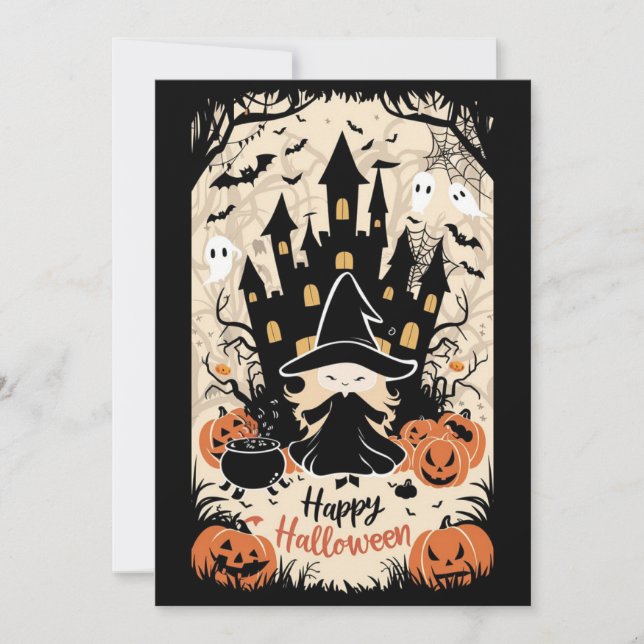 Custom Night Happy Halloween Feiertagskarte (Vorderseite)