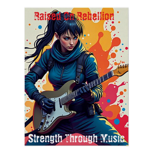 Custom Ninja Girl Gitarrist Art Inspiration Poster (Vorderseite)
