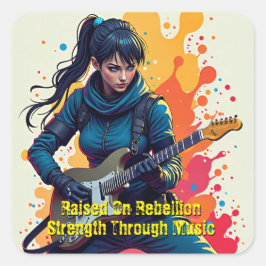 Custom Ninja Girl Gitarrist Art Inspiration Quadratischer Aufkleber