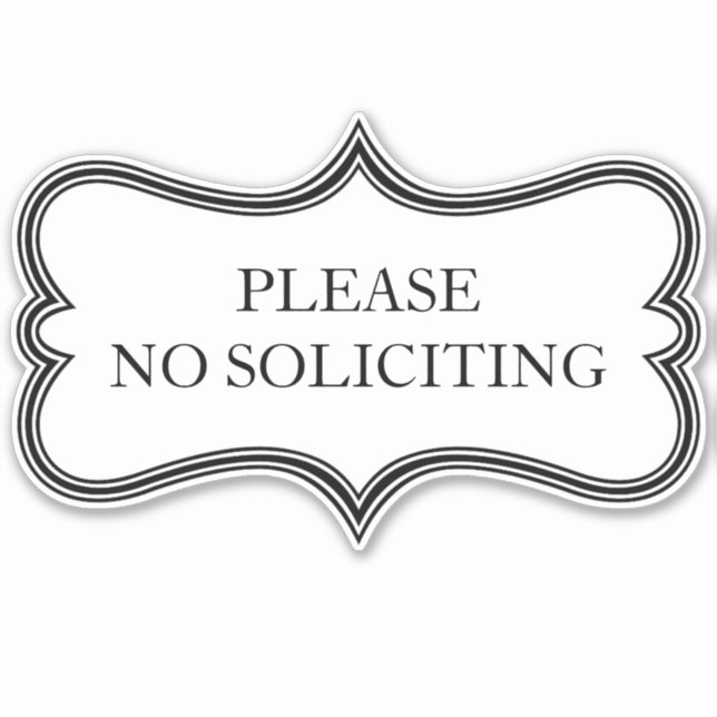 Custom "NO SOLICITING" Verziert Vinyl Sticker (Vorderseite)